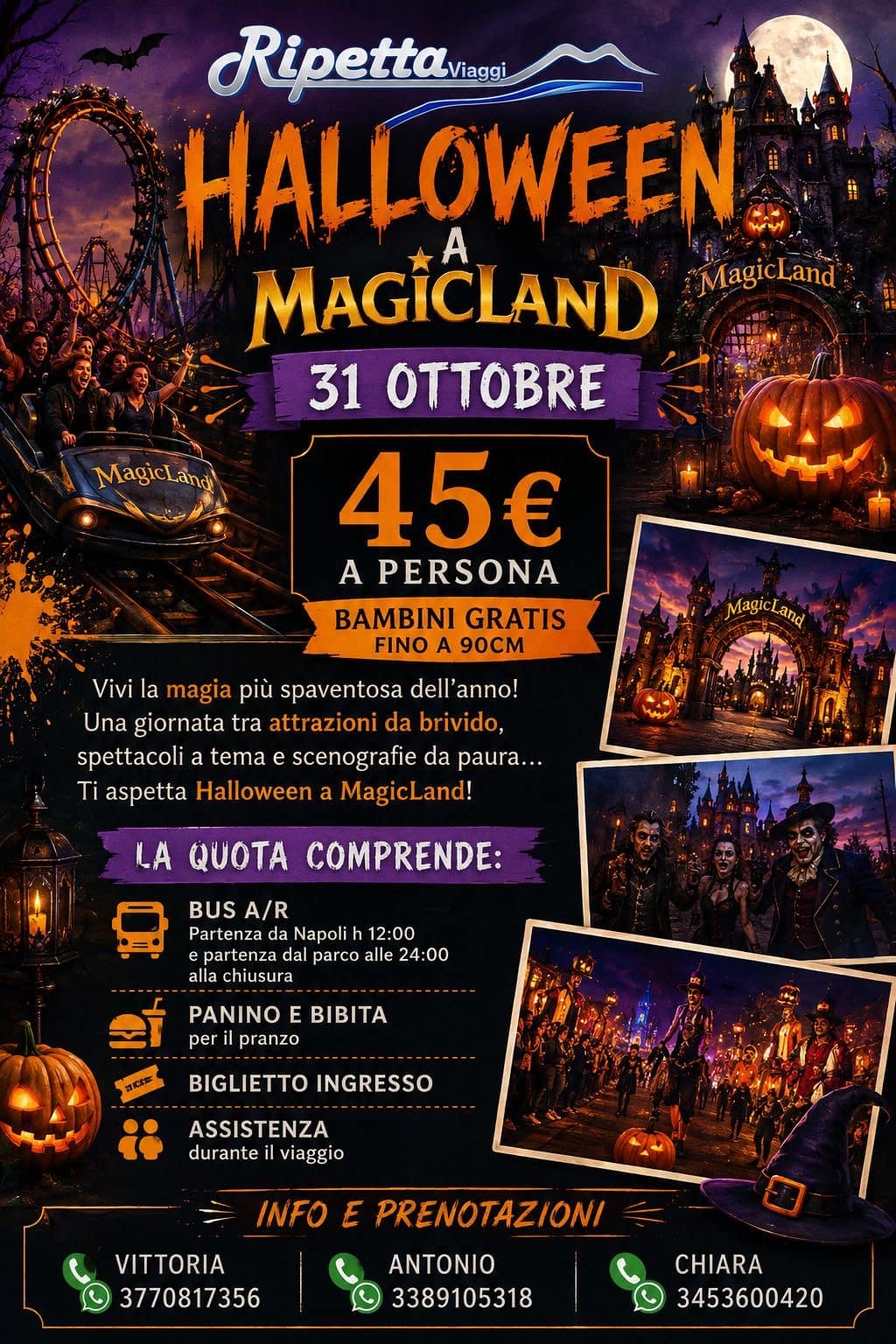 Locandina Ripetta Viaggi per Halloween a MagicLand del 31 ottobre 2026