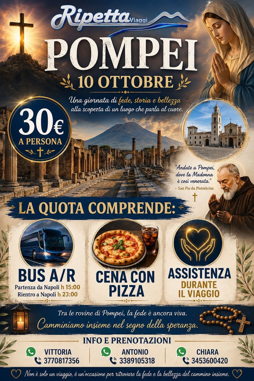 Locandina Ripetta Viaggi per la gita a Pompei del 10 ottobre 2026