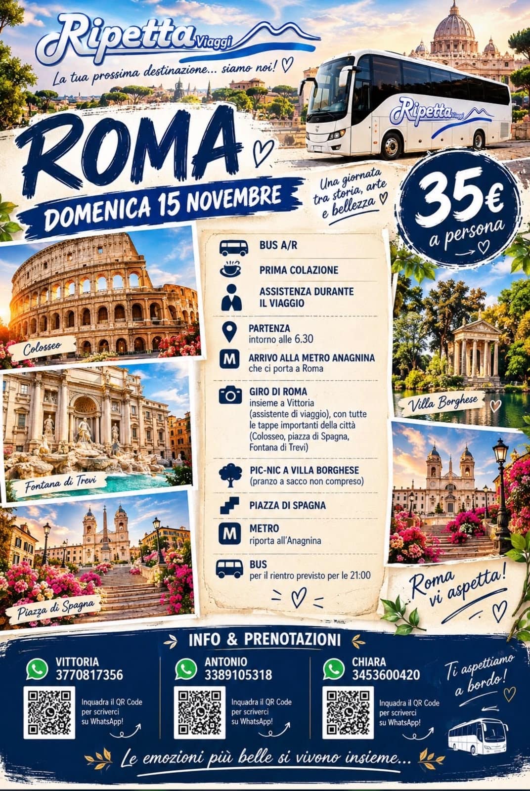 Locandina Ripetta Viaggi per la gita a Roma del 15 novembre 2026